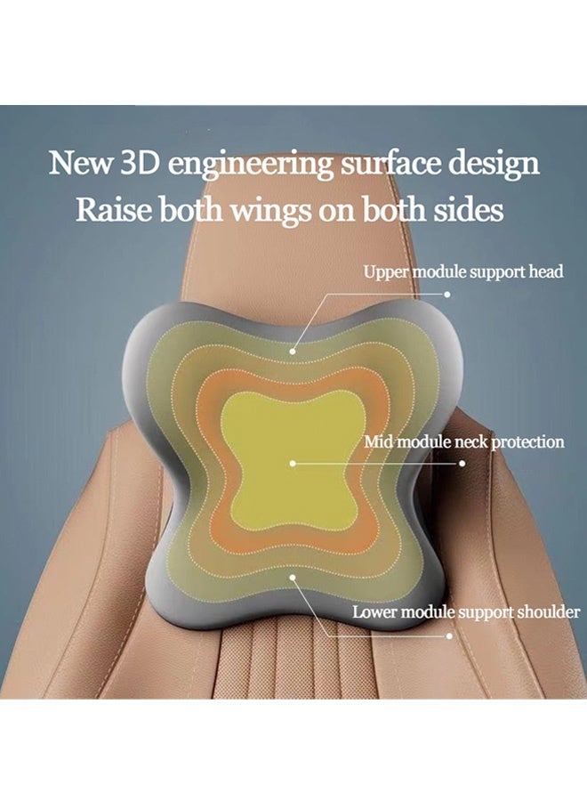 مسند رأس السيارة ووسادة دعم قطني، وسادة دعم قطني للسيارة ومجموعة وسائد للرقبة، مسند رأس مريح للمقعد والمقعد الخلفي لتخفيف آلام الرقبة والظهر (رمادي) - Image 5